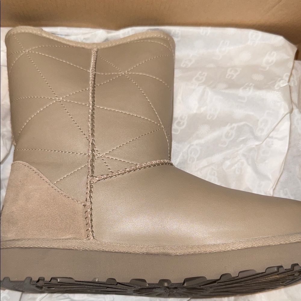 UGG Beige Quilted Ankle Boots